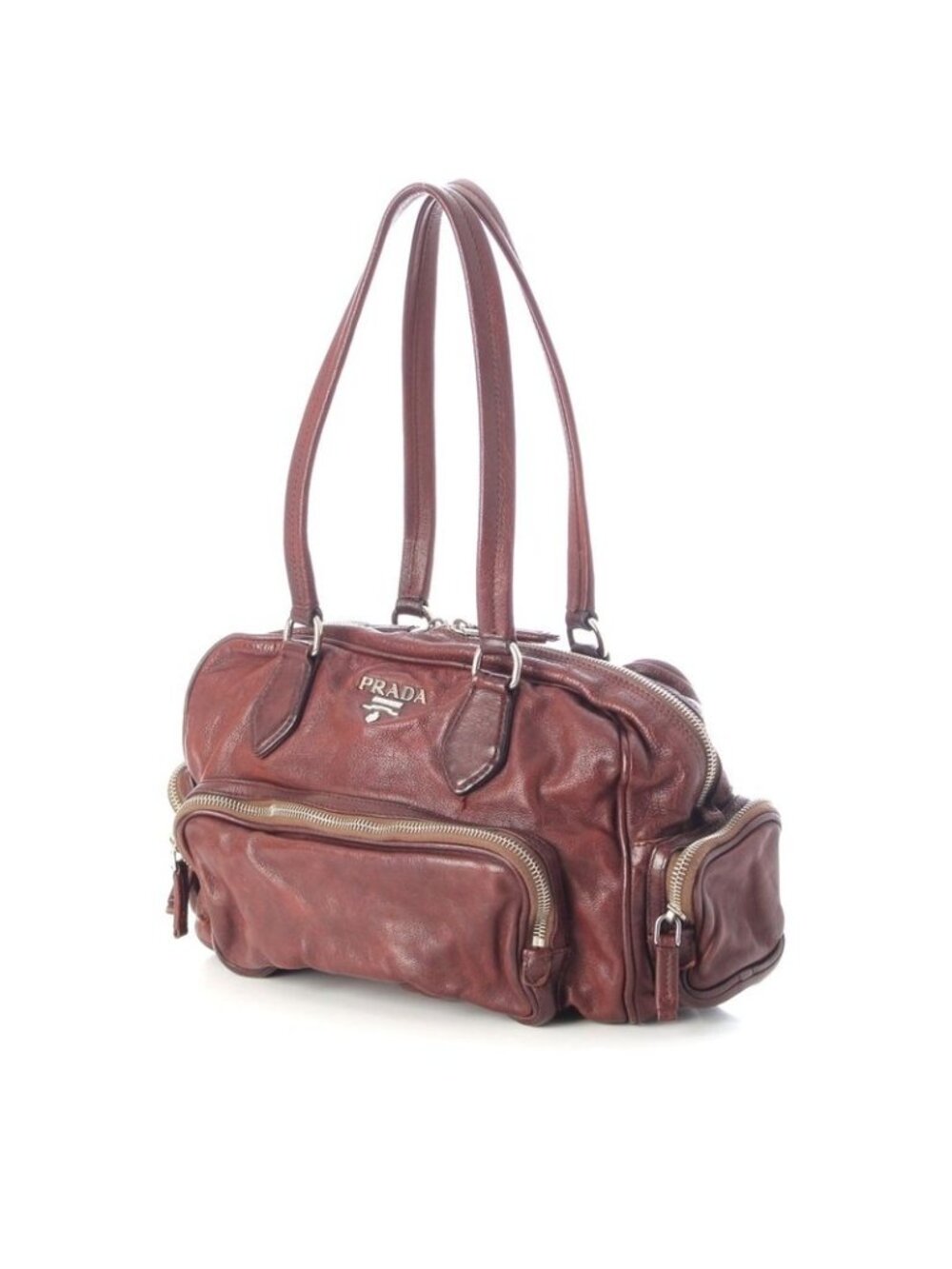 Prada Washed Leather Mini Boston Bag Brown - Picture 2 of 10